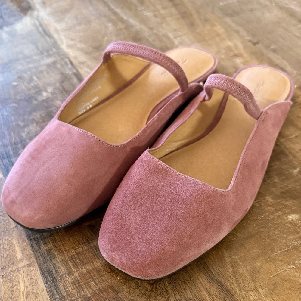 Madewell Suede Rose Slip On Mary Jane Mules NWOT